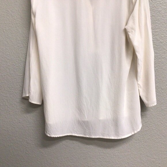 Garnet Hill Blouse 100% Silk Ivory Buttons Pleats Long Sleeves 16 Roll Tab Slv - Picture 6 of 12